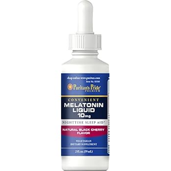 Puritans Pride Melatonin Black Cherry Liquid 10 mg-2 oz Liquid