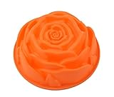 Longzang XJ134 9" Rose Flower Birthday Cake Bread Tart Flan Silicone Baking Mould Tin Bakeware, L