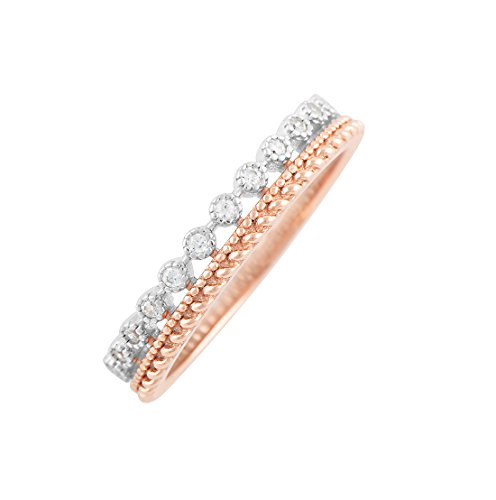 Rose Gold Tone & Silver Double Row Cz Eternity Ring - Size 8