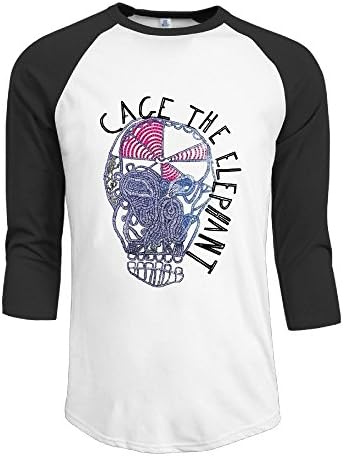 HOTOU Men's Cage The Elephant Baseball 3/4 Sleeve Tee Shirts Black
