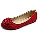 Ollio Women's Shoe Faux Suede Flower Ribbon Ballet Flat