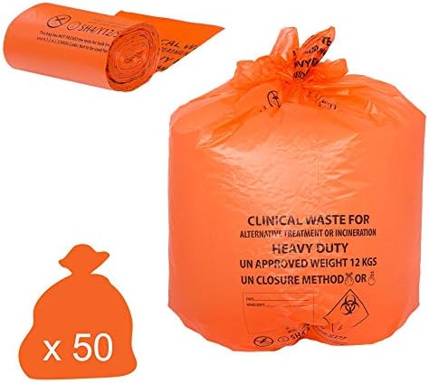 Orange Clinical Waste Bags - Heavy Duty, 90L 12kgs (Roll of 50) by Choice Shops Ltd