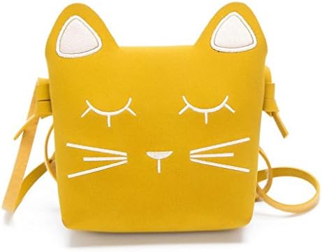 Kids Crossbody Bag, YOYOUG Lovely Girl Shoulder Cross Body Bags Handbags & Cartoon Cat Leather Handbags Kids Mini Crossbody Bag (Yellow)