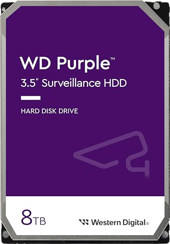 WD Purple 8 TB Interne Festplatte 3,5 Zoll - HDD für Überwachungskamera, AllFrame-Technologie, 180 TB/Jahr Workloads, SATA 6 Gbit/s, 128 MB Cache