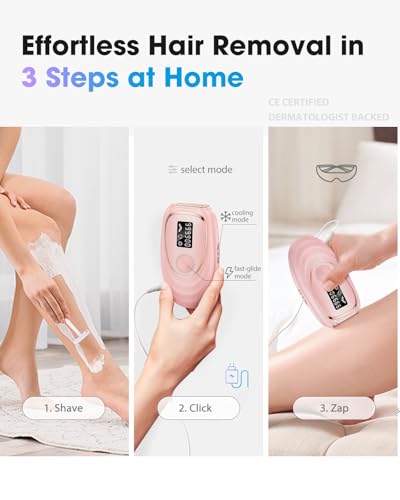 Haarlosy IPL Laser Hair Removal Device for Women and Men with Ice Cooling Painless Salon Quality Result at Home, Lazer Hair Remover for Face Bikini Line Body, 5 Levels, 999,900 Flash Light, Misty Rose