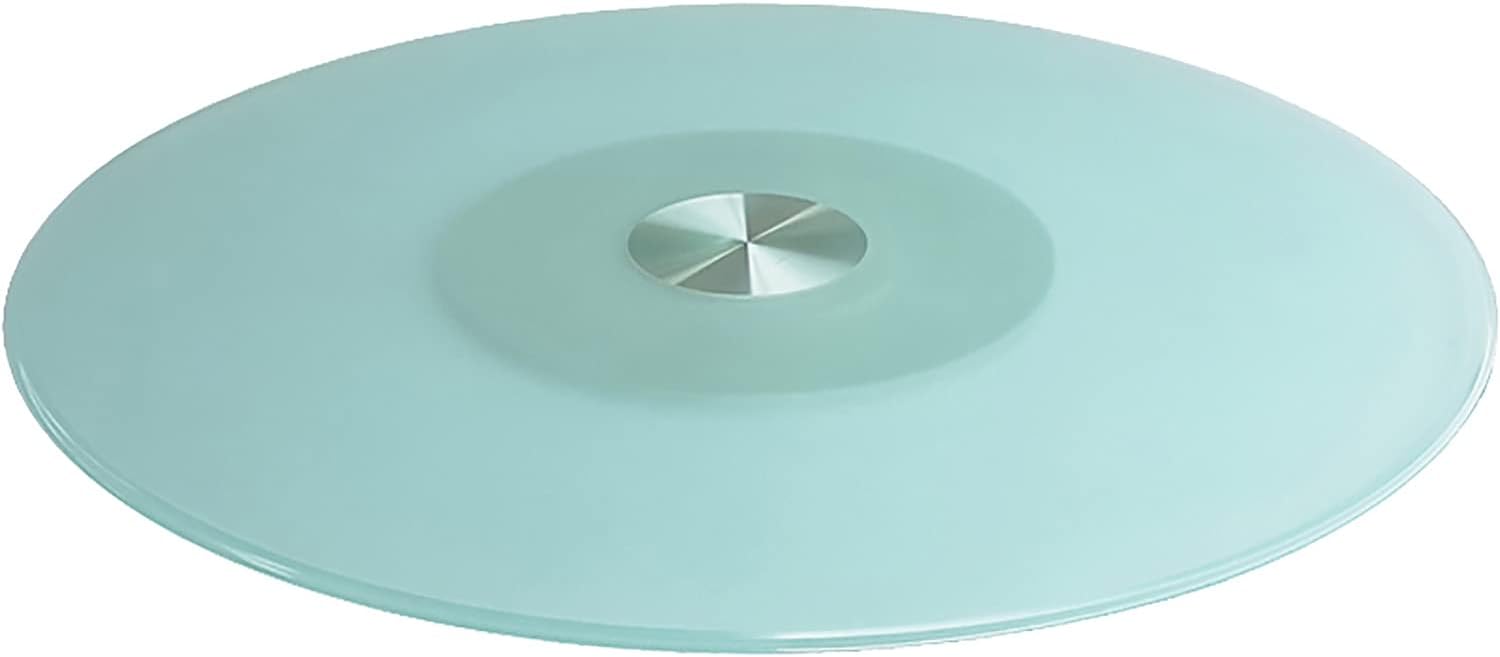 Lazy Susan Tempered Glass Turntable with Silent Bearings, 360° Smoothly Rotating Round Tabletop