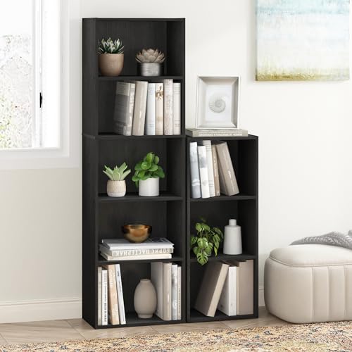 Furinno Luder 5 Tier Open Bookcase, Black Wood