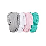 Carters Baby Girls 4 Pack Long Sleeve Bodysuits (Solids) (12 Months)
