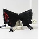 New Cute Fashion Fancy Dress Costume Long Fur Kit Cat Ears with Bell Many Colors (Black with red inside)