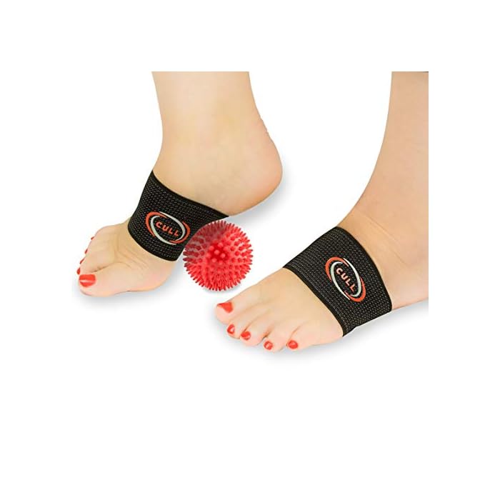 CULL Copper Compression Arch Brace Set: Plantar Fasciitis Support Arch Pain Bands Foot Massager Roller Ball:Men/Women…