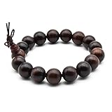 Zen Dear Unisex Natural Rosewood Prayer Beads Buddha Buddhist Prayer Meditation Mala Necklace Bracelet (12mm 17 beads)