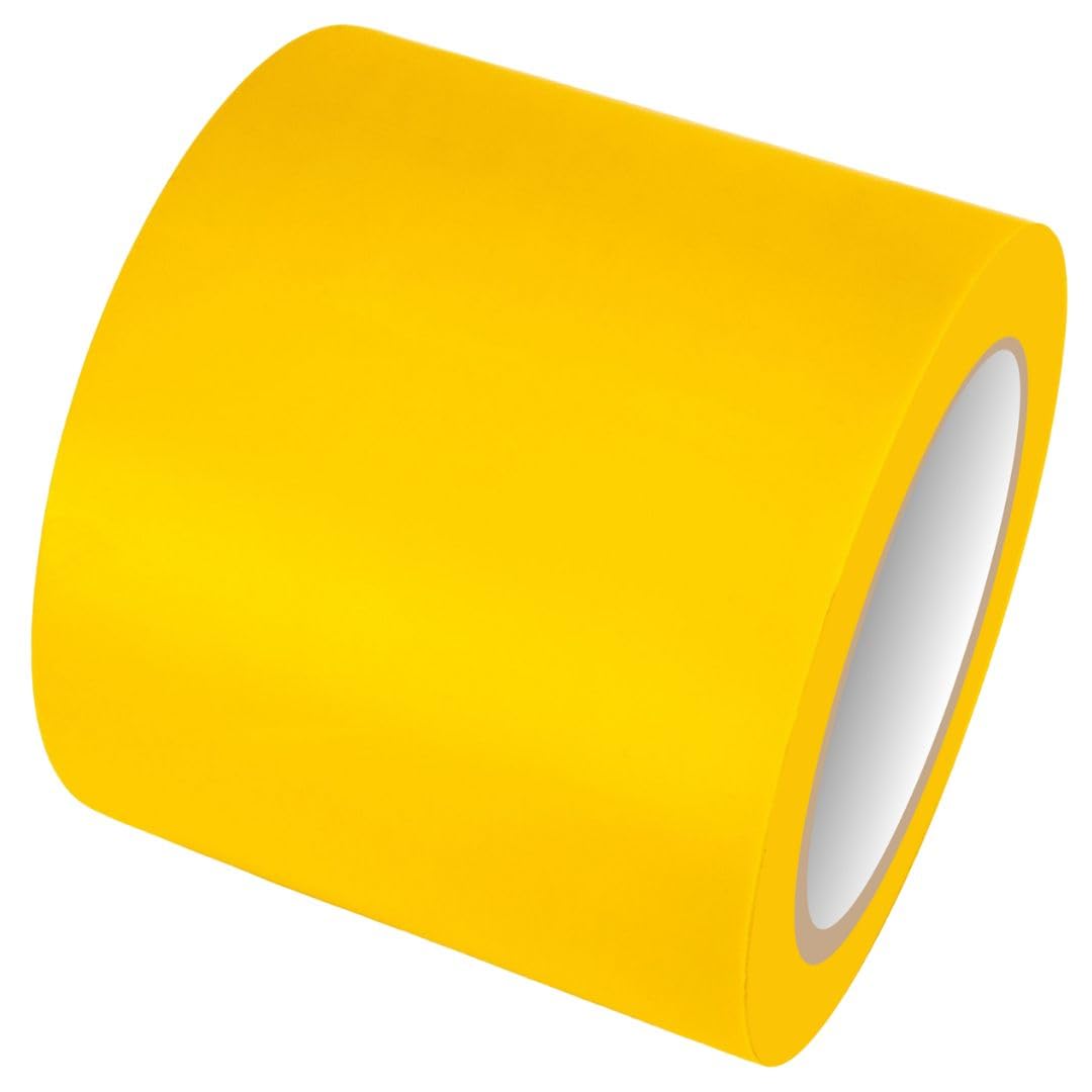 GTSE 100mm x 33m, Yellow, Wide PVC Vinyl Floor Tape, 1 Roll, Safety Marking Tape, 0.15mm Thick, Suitable for Dance Floors, Gyms, Warehouse, Sports Industry