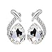 Neartime Women Necklace, Crystal Pendant Silver Plated Chain Necklace Stud Earring Jewelry Set (White)