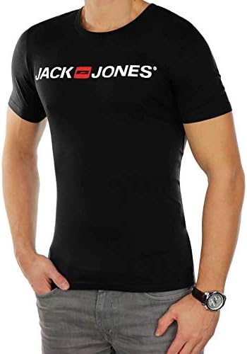 Jack Jones Men S Corp Logo Tee Shortsleeve Crew Neck T Shirt Color Black Black Detail Slim Fit Size L Price In Uae Amazon Uae Kanbkam