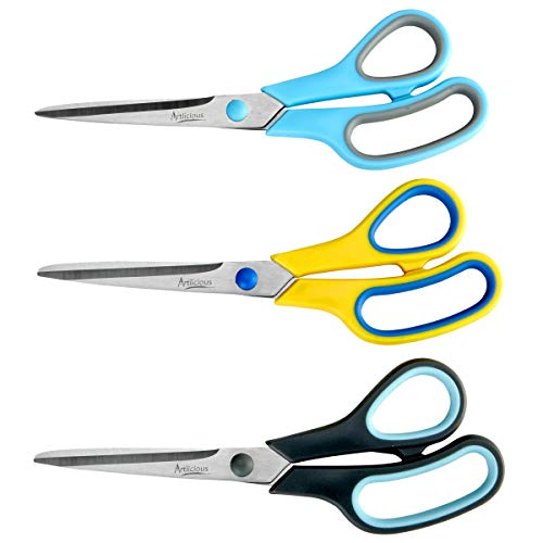 Artlicious - 3 Pack Premium 8 inch Multipurpose Scissors Value Pack for School, Home, Office