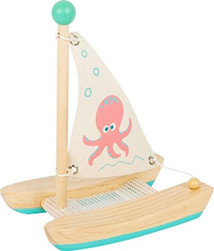 Small Foot 11656 Wooden Octopus Catamaran, Swimming Toy for The Water for Children Aged 24+ Months Bath, Blue - Image 5
