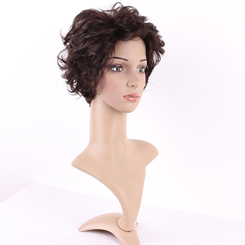 S-noilite Short Fluffy Curly Hair Wig Women Natural Brown Cosplay Daily Party Costume Full Wigs