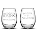 Integrity Bottles, GOT, MOD, That's What I do (Set of 2) Stemless Wine Glasses, Handmade, Handblown, Hand Etched Gifts, Sand Carved, 16oz