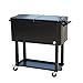 Tenive 80-Quart Rolling Deck Cooler Insulated Patio Cart Metal Insulated Cabinet Cart- Black
