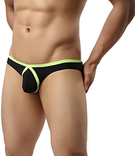 MENSEXY Men's Sexy Underwear Thongs Bikini Briefs Boxer G-String Jockstrap Bulge Pouch (L, Green Briefs)