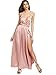 SheIn Women's Sexy Satin Deep V Neck Backless Maxi Party Evening Dress Pink# X-Small
