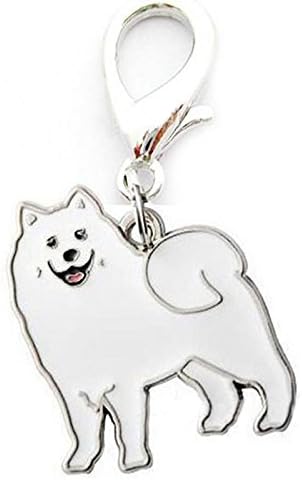 Ocamo Metal Dog Key Chain Lovely Puppy Pendant for Keyring Bag Charm Gift Samoyed 2.5cm