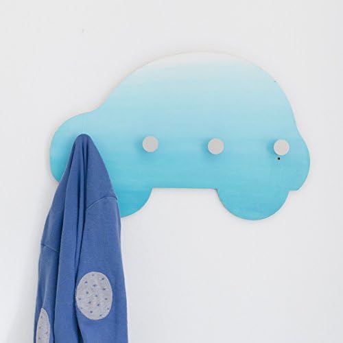 Turquoise Ombre - Car Shaped - Wall Hook Board - Wall Mounted Playful Nursery Decor- 4 hooks