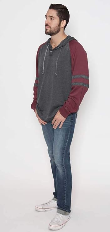 Amazon.com: Mens Long Sleeve Two Tone Hooded Hoodie Sweatshirt: Clothing