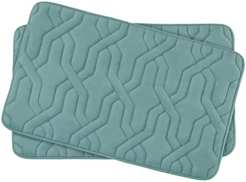 Bounce Comfort Extra Thick Memory Foam Bath Mat Set - Drona Premium Plush 2 Piece Set with BounceComfort Technology, 17 x 24 in. Marine Blue