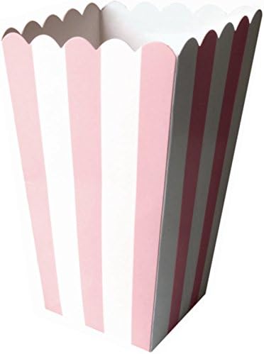 PINK Striped, Popcorn Party Boxes - 6 Pack - Twilight Parties