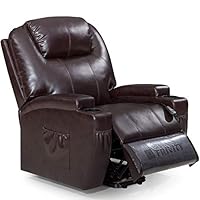 Windaze Power Lift Recliner Chair Luxurious Bonded Leather, Heavy Duty Steel Lounge Living Room Sofa for Elderly, Brown