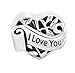 Creationtop Valentine's Day Gifts European Charms Silver Plated I Love You Grandma Sister Heart Filigree Charm Bead (4.8-5mm), 0.42