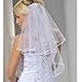 Ok Women's Cheap White Ivory Bridal Veils Two Layer Ribbon Edge Wedding Veil with Comb (Ivory)