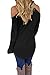 Dokotoo Womens Oversized Cold Open Shoulder Long Sleeve V Neck Loose Knitted Sweater Under 20 Pulover Top Blouse X-Large Black