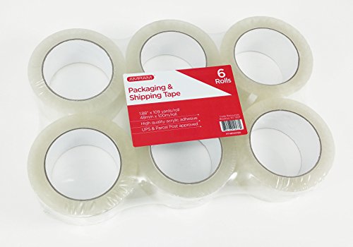 Amram Packing Tape 1.88 Inches By 109 Yards, Clear, 6 Rolls. 1,962 Feet Total (654 Yards)