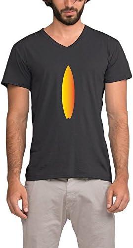 Gold Surf Wave Board Man V-neck Short-sleeve T-shirt Black Medium