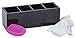 Unum Large Black Makeup Brush Holder Organizer - Thick Sturdy Acrylic - 4 Compartment Makeup Brush Storage for Oval Brushes, Cosmetic Tools - Includes Makeup Brush Cleaner, 9