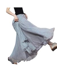 Aivtalk Women Chiffon Long Skirt Ankle Length Summer Beach Retro Gauze Skirt