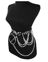 TOPFUR - Arnés de piel sintética para mujer, ajustable, con borla de cadena de metal (015, negro)