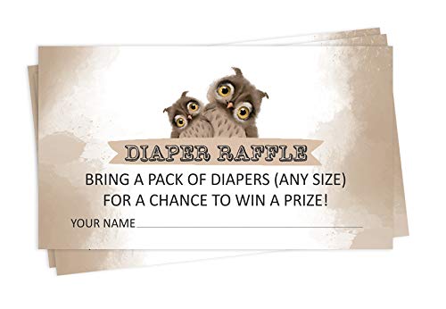 Inkdotpot 30 Owl Bird Baby Shower Diaper Raffle Ticket Lottery Insert Cards Supplies Games For Baby Shower Party Bring A Pack Of Diapers To Win Favors Gifts And Prizes — image 1