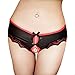seemehappy Black and Red Open Crotch Cage Open Panty with Satin Bows