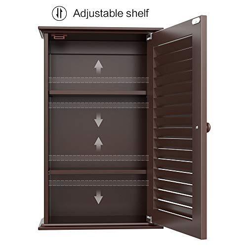 go2buy Wood Bathroom Wall Mount Cabinet Toilet Medicine Storage Organizer Single Door with Adjustable Shelves, Espresso - Thumbnail 3