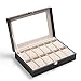 Resulzon Pu Leather Watch Storage Organizer for Display and Collect Watches Or Jewelry Wrist Bracelets 12 Slots