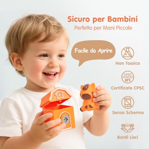 hahaland Giochi Montessori 1 Anno, Animali Giocattolo per Bambini con Conteggio, Abbinamento e Ordinamento, Set di Treno Giocattolo Fattoria Animali Bambini, Educativi Regalo Giochi Bambini 1 2 3 Anno