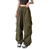 Women Cargo Pants Baggy Y2K Clothing Multi Pockets High Waist Loose Straight Leg Pants Vintage Grunge Aesthetic Clothes