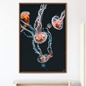 signwin Framed Canvas Wall Art Jellyfish Bedroom Colorful...