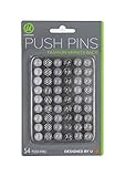 U Brands Fashion Steel Push Pins, Black White & Gray Assorted Colors, 54 Count - 575U06-24