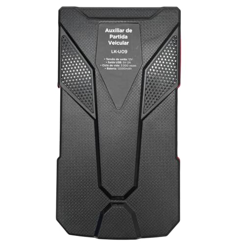 Auxiliar de Partida Automotiva Portátil com Bateria Recarregável 12V, Função Powerbank 12000 mAh USB e Lanterna LED para Veículos