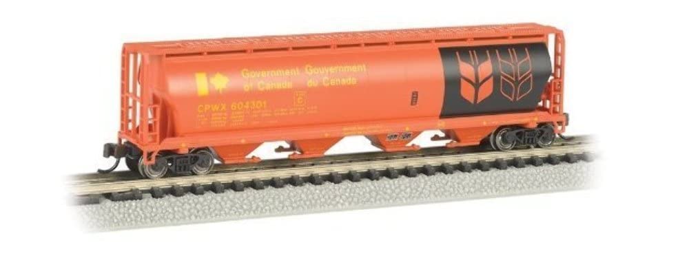 Bachmann Industries Inc. 19154 American Canadian 4-Bay Cylindrical Grain Hopper Government of Canada - N Scale, Red