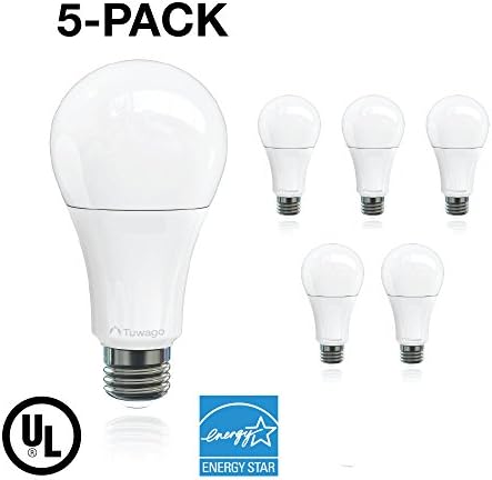 5-PACK of Tuwago Dimmable 13W (75W Equivalent) A21 LED Bulb, 1100 lumens, UL Listed and ENERGY-STAR, Soft White (2700K)